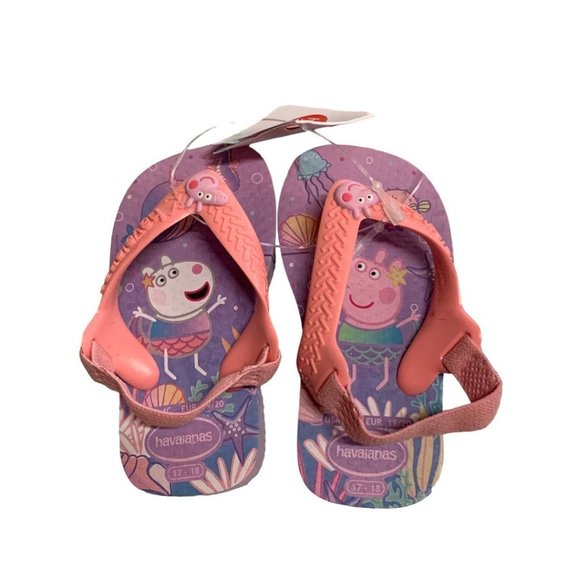 4C Havainas Toddler Flip Flops Peppa Pig Back Strap New - Picture 1 of 9
